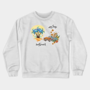 Van With Surfboard Crewneck Sweatshirt